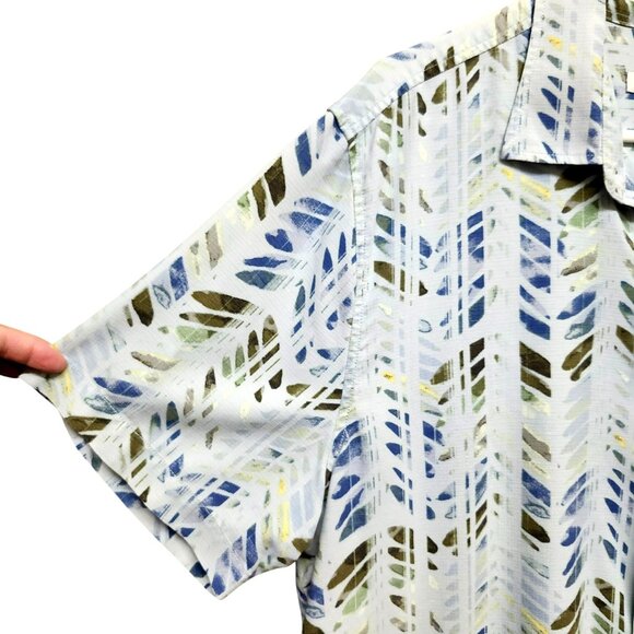 Tommy Bahama Mens XL IslandZone Button Up Shirt Blue Geometric Print Collared - Picture 3 of 16